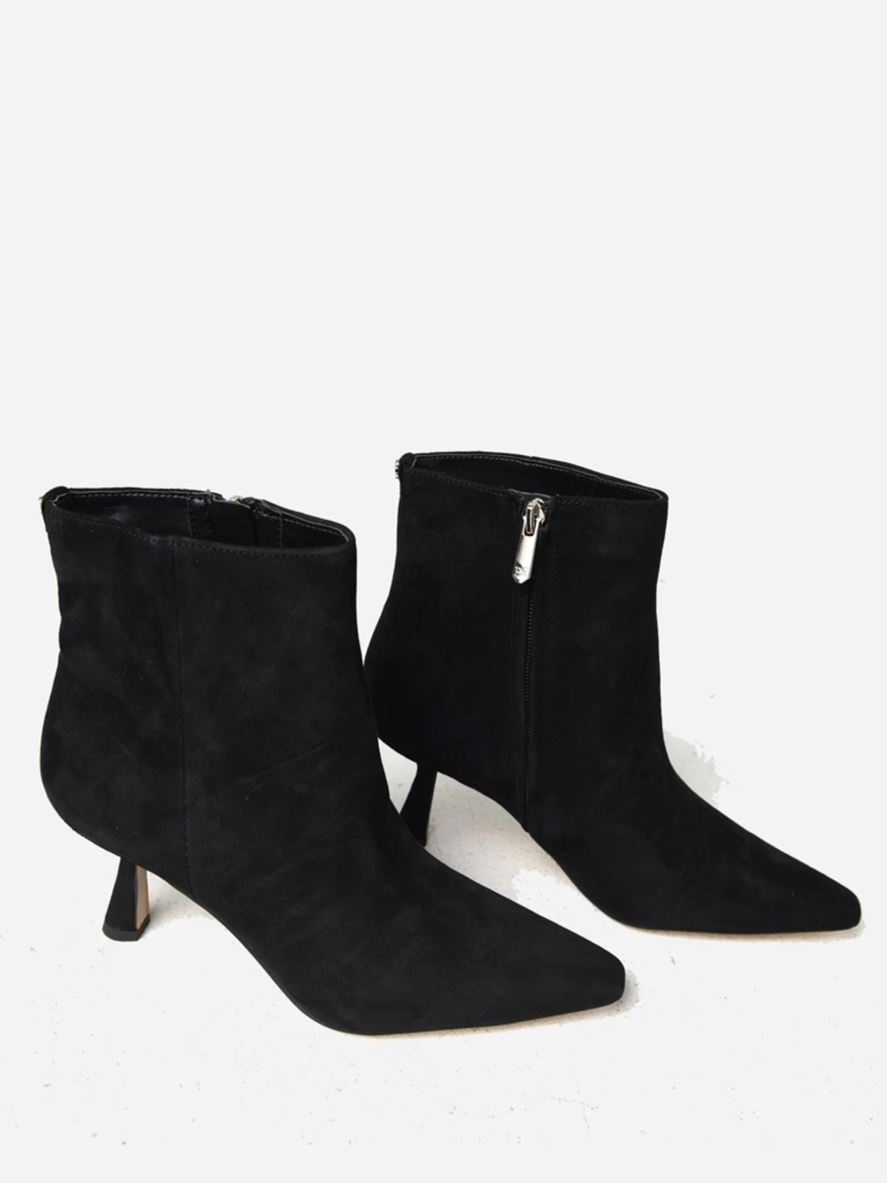 Sam Edelman Samantha Ankle Bootie Black Suede Pointed-Toe Kitten Heel